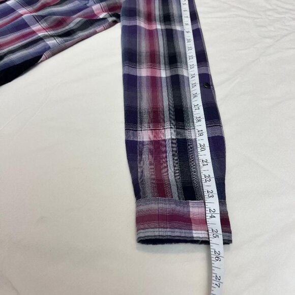 Maurices Premium Purple Plaid Shirt  with Fleur De Lis Embellishments - Picture 10 of 12